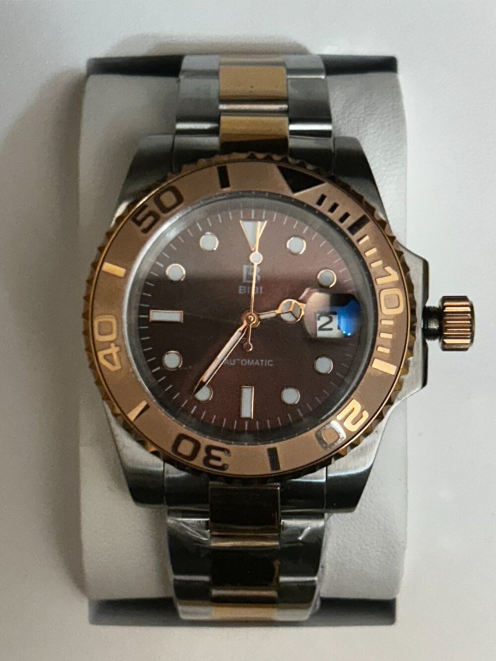 BiBi-B1008 Brown Dial, Rose Gold Case, Two-Tone Bracelet